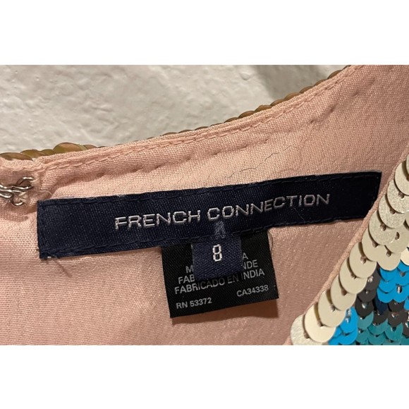 FRENCH CONNECTION Multicolor Gold Mini Sequin Sleeveless Dress - Picture 3 of 9